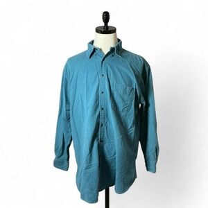 Woolrich Mens XL Cotton Long Sleeve Button Down Shirt Teal Blue‎ Casual